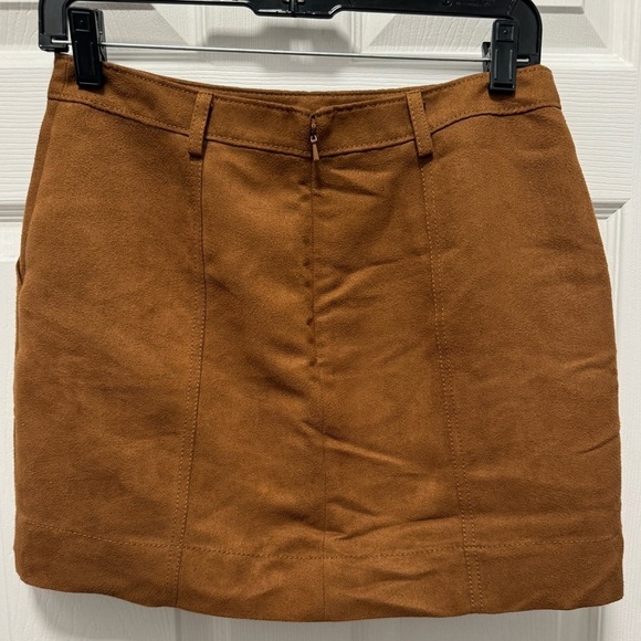 Hinge Womens A-Line Suede Y2K Mini Skirt XSmall‎ Brown - Picture 2 of 5